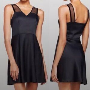 🌟Theory Black Silk Fit Flare Dress With Velvet Ribbon Straps Size 10 Whimsigoth